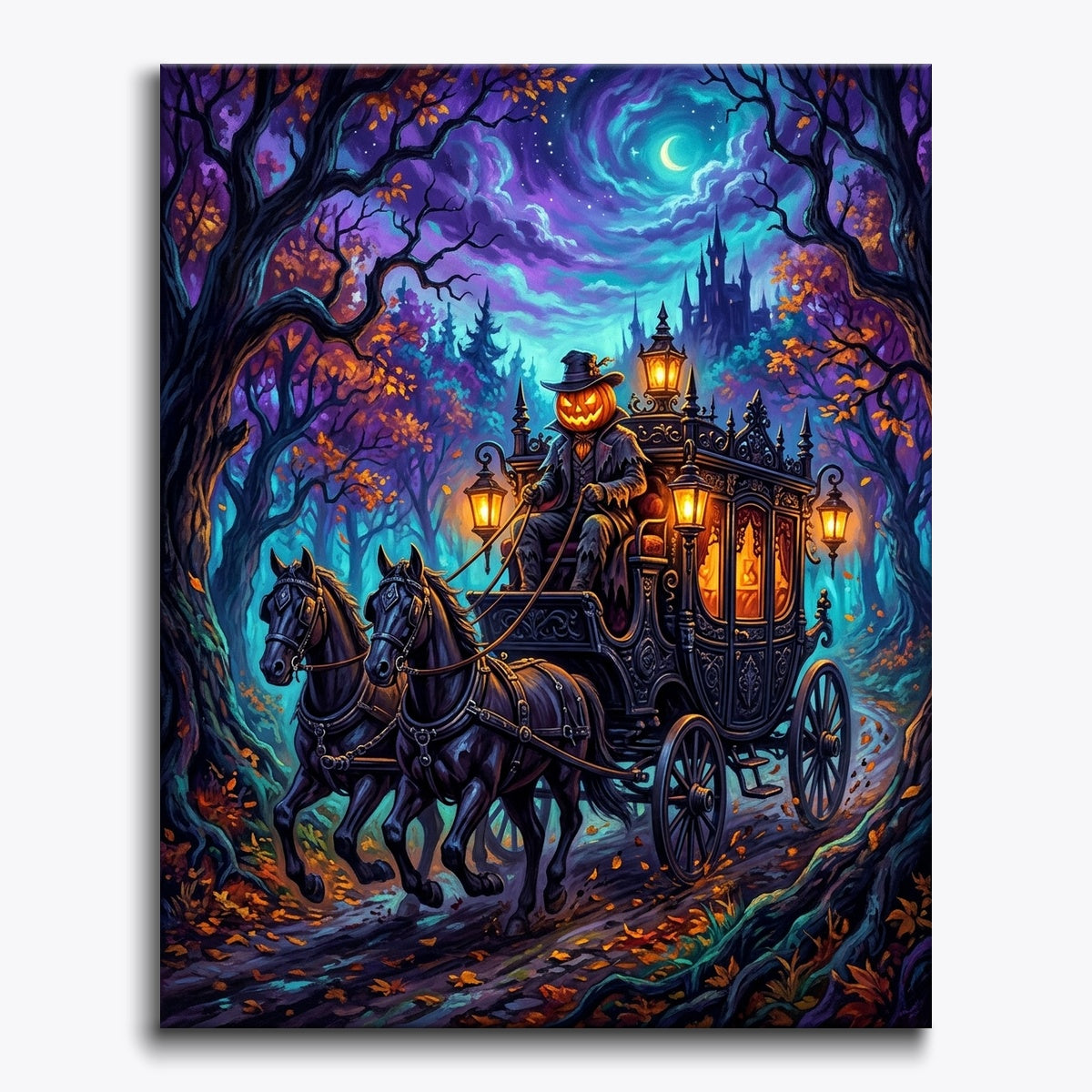 Pumpkin Coachman In Night Forest