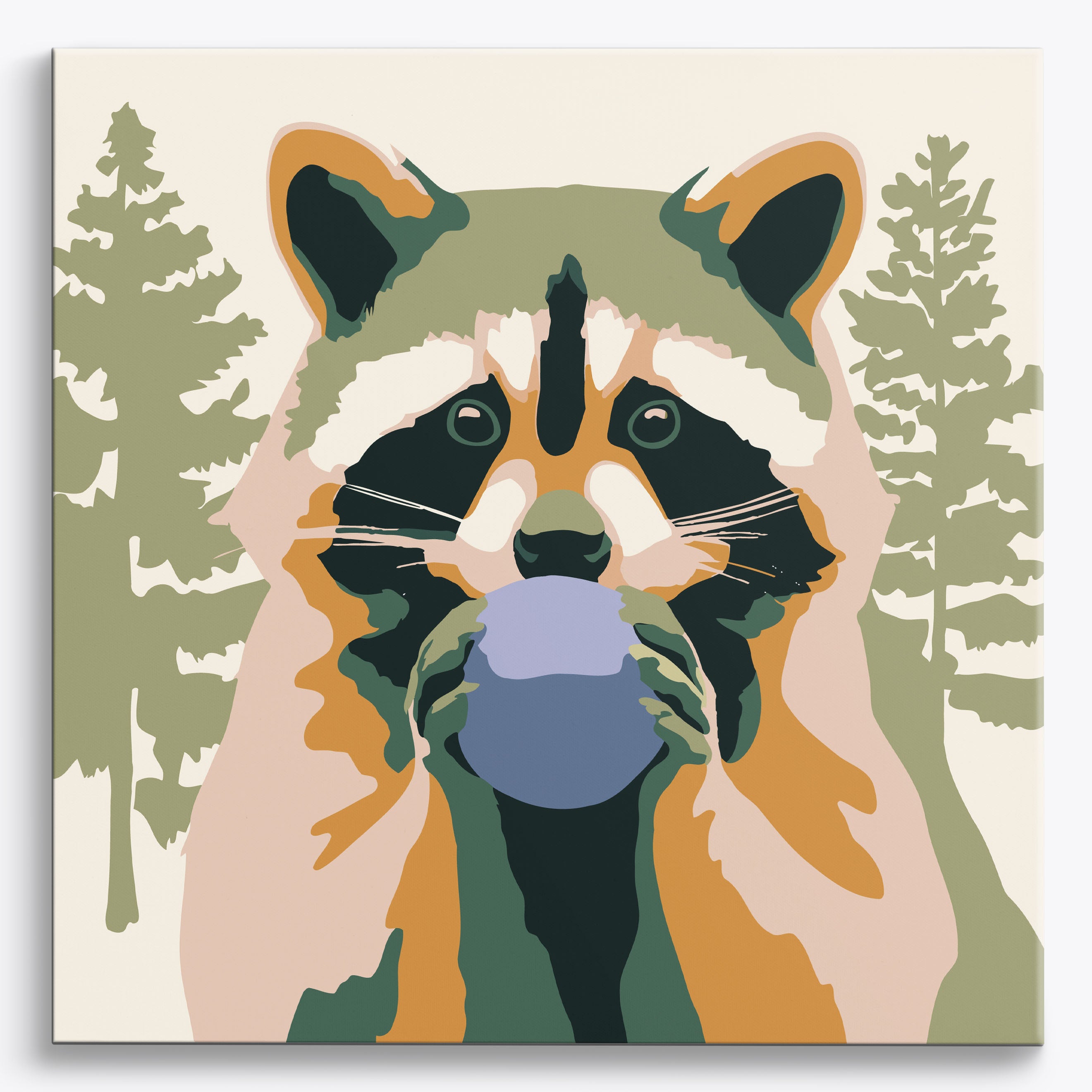 Raccoon's Blueberry Ball No Frame / 40x40cm