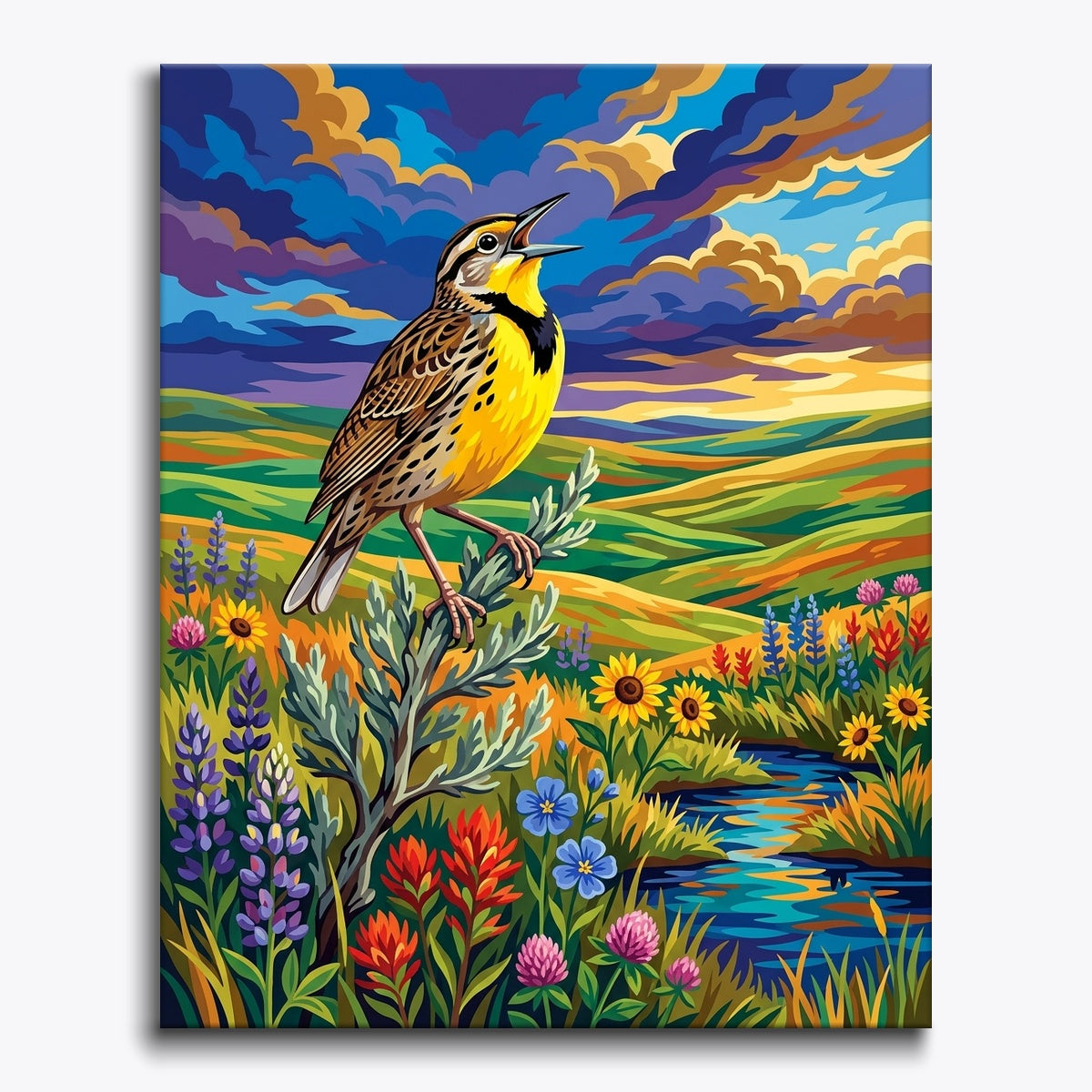 Prairie Meadowlark paint by numbers kit