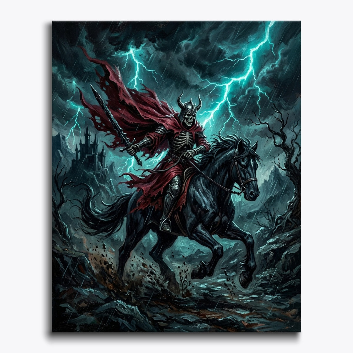 Skeletal Rider In Crimson Cloak