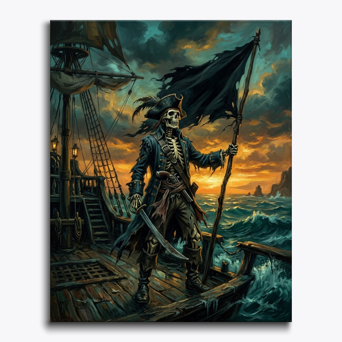 Skeletal Pirate Captain At Sea