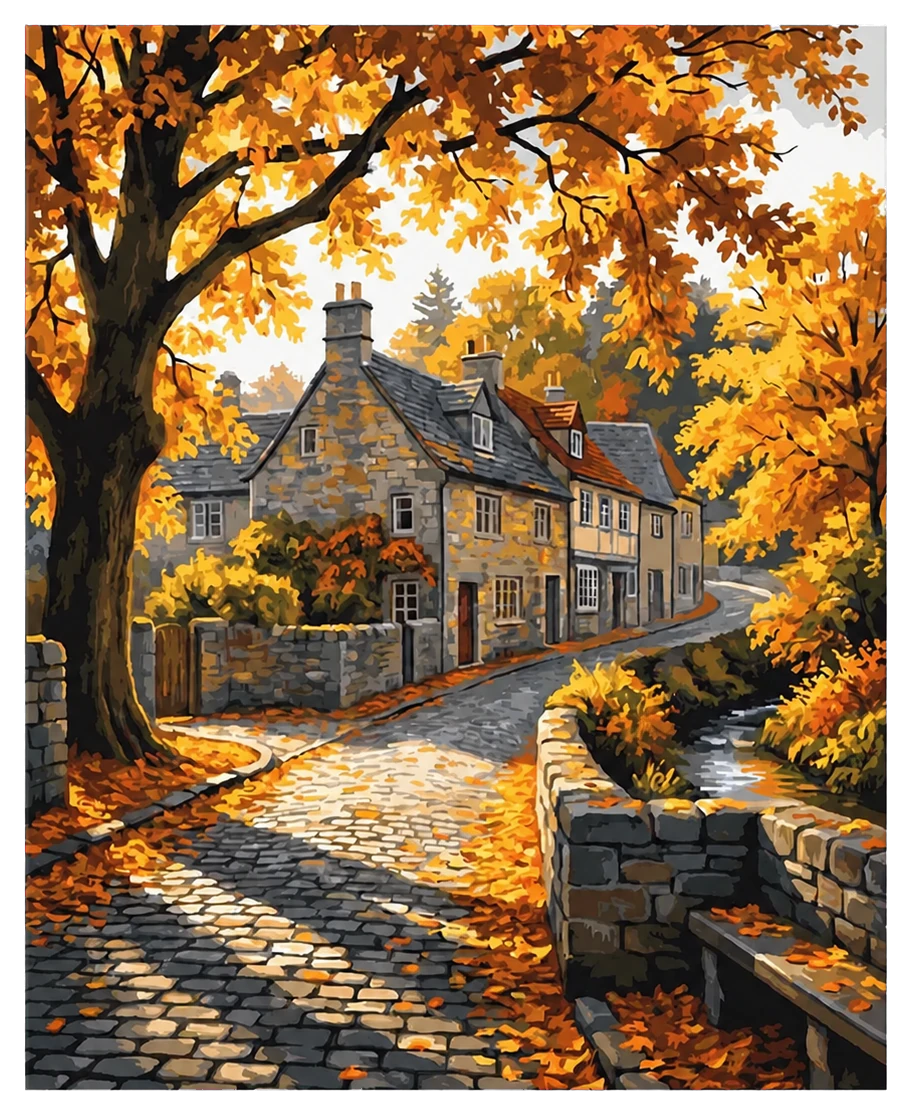 Autumn Village Scene